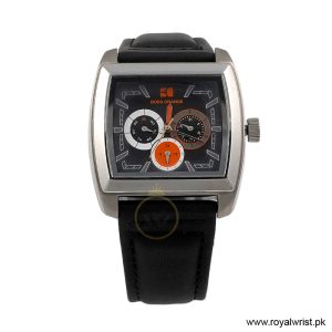 Hugo Boss Men’s Quartz Black Leather Strap Black Dial 44mm Watch 1512604/2 (Shelf Leftover)