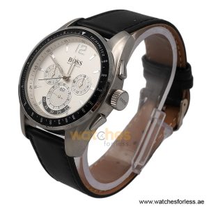 Alternative view of Hugo Boss Men’s Quartz Black Leather Strap White Dial 46mm Watch 1512407/4 (Shelf Leftover)
