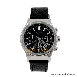 Hugo Boss Men’s Quartz Black Leather Strap Black Dial 44mm Watch 1512500/2 (Shelf Leftover)