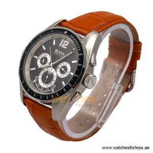 Alternative view of Hugo Boss Men’s Quartz Orange Leather Strap Black Dial 46mm Watch 1512406/1 (Shelf Leftover)