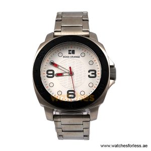 Hugo Boss Men’s Quartz Silver Stainless Steel White Dial 46mm Watch 1512667 (Shelf Leftover)
