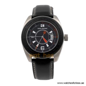 Hugo Boss Men’s Quartz Black Leather Strap Black Dial 43mm Watch 1512613/4 (Shelf Leftover)