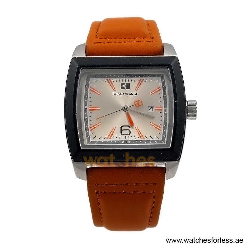 Hugo Boss Men’s Quartz Camel Brown Leather Strap Silver Dial 44mm Watch 1512602/2 (Shelf Leftover)