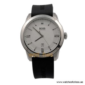 Hugo Boss Men’s Principle Quartz Black Silicone Strap Silver Dial 41mm Watch 1514114/1 (Shelf Leftover)