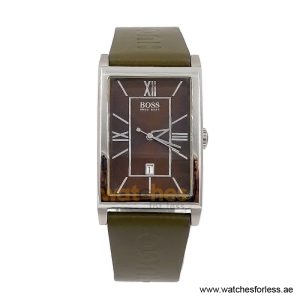 Hugo Boss Men’s Quartz Olive Green Leather Strap Brown Dial 30mm Watch 1512416/2 (Shelf Leftover)