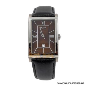 Hugo Boss Men’s Quartz Black Leather Strap Brown Dial 30mm Watch 1512416/3 (Shelf Leftover)
