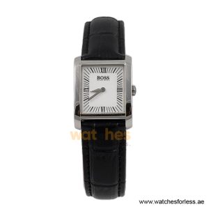 Hugo Boss Women’s Quartz Black Leather Strap White Dial 24mm Watch 1502198 (Shelf Leftover)