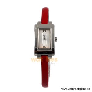 Hugo Boss Women’s Quartz Red Leather Strap Silver Sunray Dial 18mm Watch 1502095/1 (Shelf Leftover)