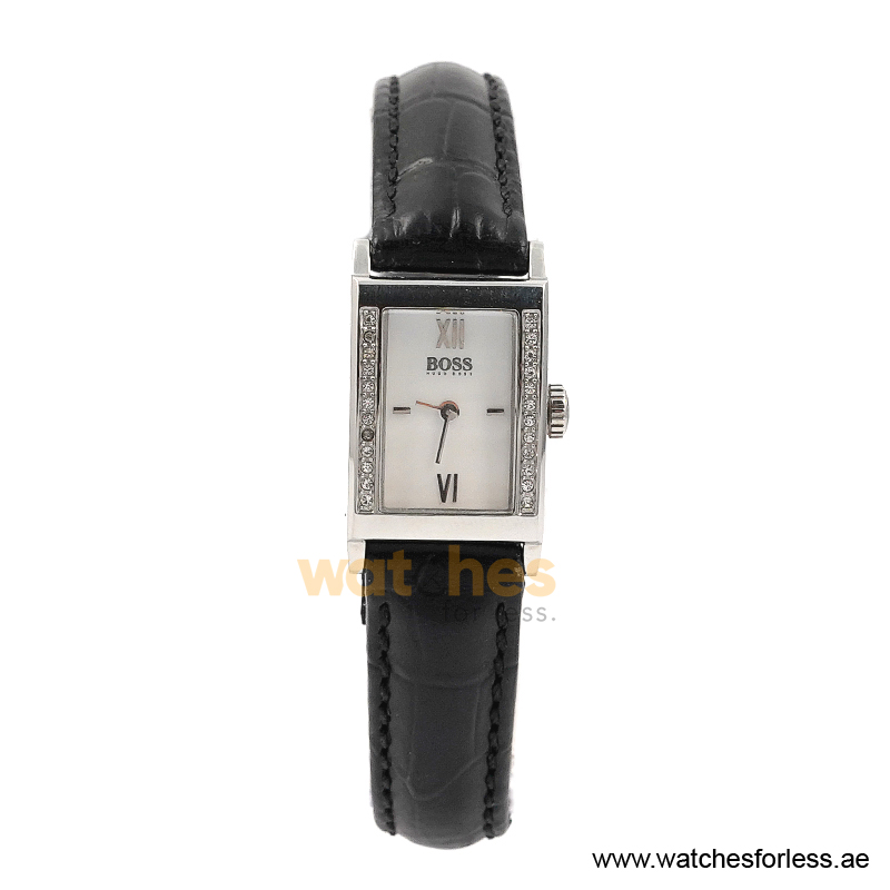 Hugo Boss Women’s Quartz Black Leather Strap White Dial 18mm Watch 1502192/1 (Shelf Leftover)