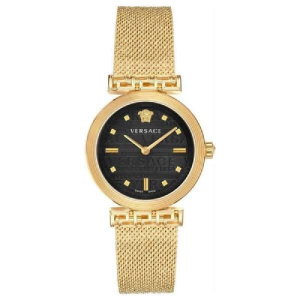Versace Women’s Quartz Swiss-Made Gold Stainless Steel Black Dial 34mm Watch VELW00720 (Without Tag)