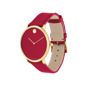 Alternative view of MOVADO Men’s Quartz Swiss Red Leather Strap Red Dial 40mm Watch 0607253 (Without Tag)