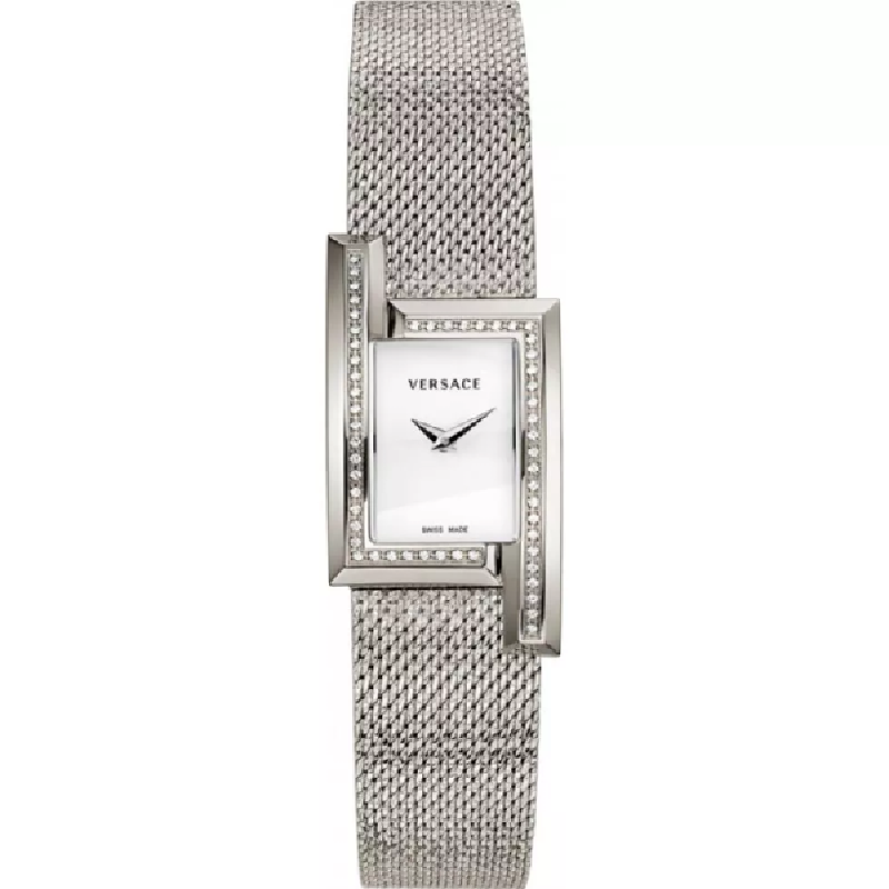 Versace Women’s Quartz Swiss Silver Stainless Steel White Dial 21mm Watch VELU00719 (Without Tag)