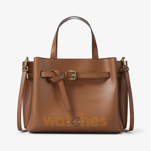 MICHAEL KORS WOMEN’S EMILIA MEDIUM PEBBLED LEATHER SATCHEL LUGGAGE- BROWN- 30F5GU5S2T