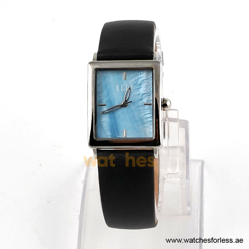 Elle Women’s Quartz Black Leather Strap Blue Mother Of Pearl Dial 26mm Watch EL20026S04C/1 (Shelf Leftover)