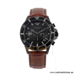 Emporio Armani Men’s Quartz Brown Leather Strap Black Dial 43mm Watch AR11363 (Shelf Leftover)