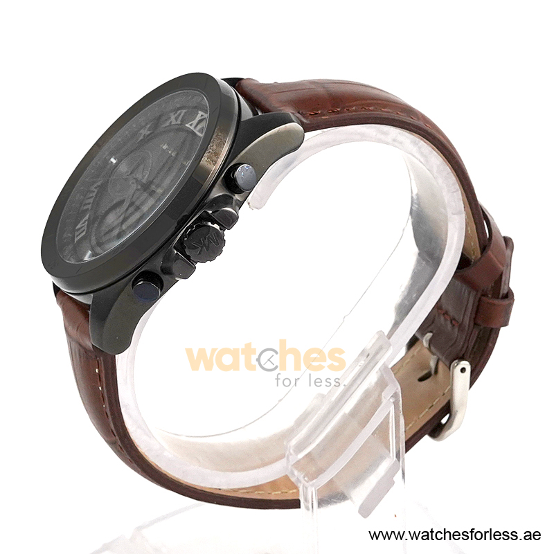 Michael Kors Men’s Chronograph Brown Leather Strap Black Dial 44mm Watch MK8482 (Shelf Leftover) - Image 2