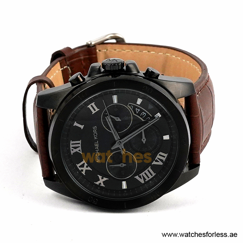 Michael Kors Men’s Chronograph Brown Leather Strap Black Dial 44mm Watch MK8482 (Shelf Leftover) - Image 4
