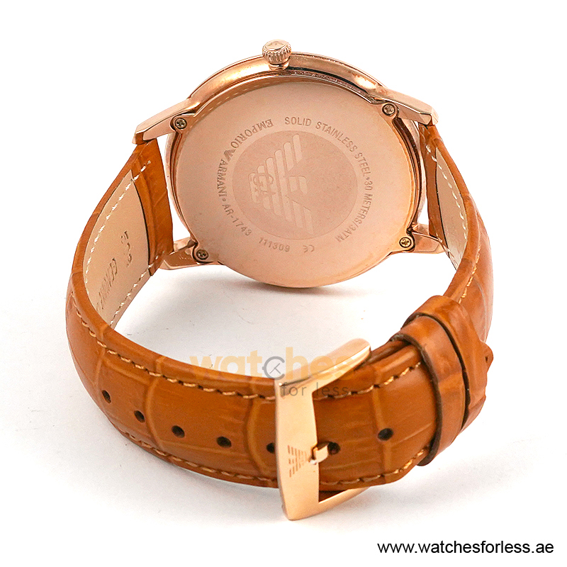Emporio Armani Men’s Quartz Camel Brown Leather Strap Silver Dial 42mm Watch AR1743 (Shelf Leftover) - Image 3