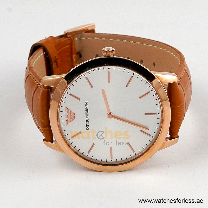 Emporio Armani Men’s Quartz Camel Brown Leather Strap Silver Dial 42mm Watch AR1743 (Shelf Leftover) - Image 4
