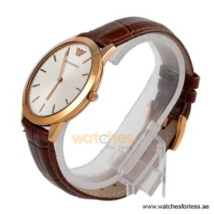 Alternative view of Emporio Armani Men’s Quartz Brown Leather Strap Silver Dial 42mm Watch AR1743-1 (Shelf Leftover)