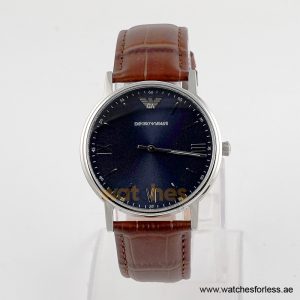 Emporio Armani Men’s Quartz Brown Leather Strap Blue Dial 41mm Watch AR11012 (Shelf Leftover)