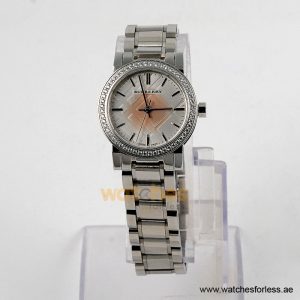 Burberry Women’s Swiss Made Stainless Steel White Dial 26mm Watch BU9220 (Shelf Leftover)