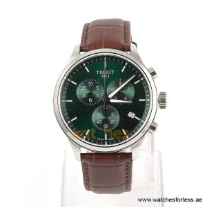 TISSOT Men’s Quartz Swiss Made Brown Leather Strap Green Dial 45mm Watch T116.617.16.091.00 (Shelf Leftover)