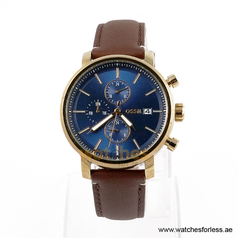 Fossil Men’s Chronograph Quartz Brown Leather Strap Blue Dial 42mm Watch BQ2848 (Shelf Leftover)