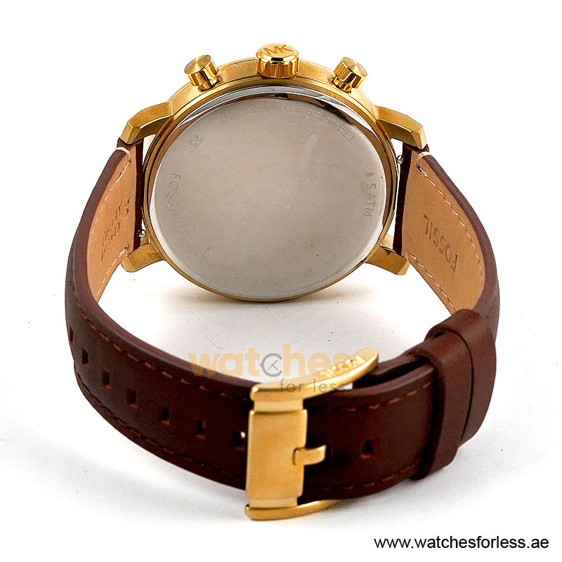 Fossil Men’s Chronograph Quartz Brown Leather Strap Blue Dial 42mm Watch BQ2848 (Shelf Leftover) - Image 4
