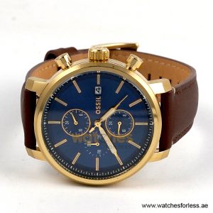 Fossil Men’s Chronograph Quartz Brown Leather Strap Blue Dial 42mm Watch BQ2848 (Shelf Leftover) - Image 3