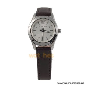 Michael Kors Women’s Quartz Brown Leather Strap White Dial 28mm Watch MKO1097/1 (Shelf Leftover)