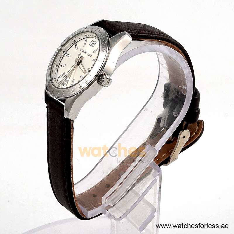 Michael Kors Women’s Quartz Brown Leather Strap White Dial 28mm Watch MKO1097/1 (Shelf Leftover) - Image 2