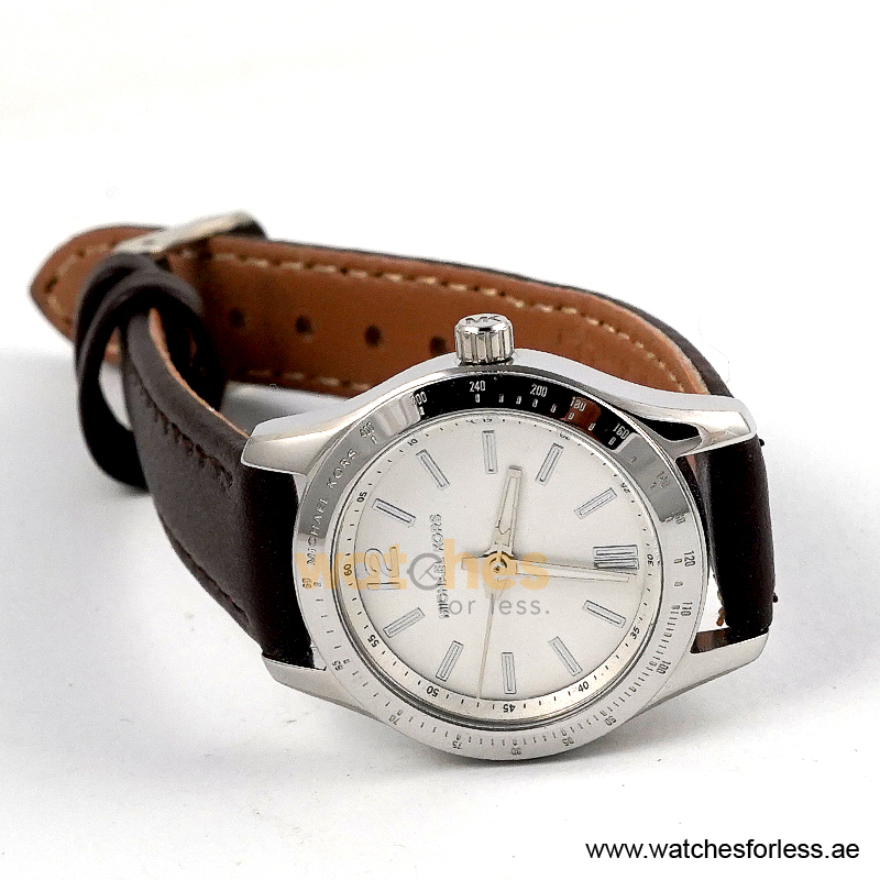 Michael Kors Women’s Quartz Brown Leather Strap White Dial 28mm Watch MKO1097/1 (Shelf Leftover) - Image 3