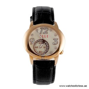 Elle Women’s Quartz Black Leather Strap Mother Of Pearl Dial 40mm Watch EL20049S03N/3 (Shelf Leftover)