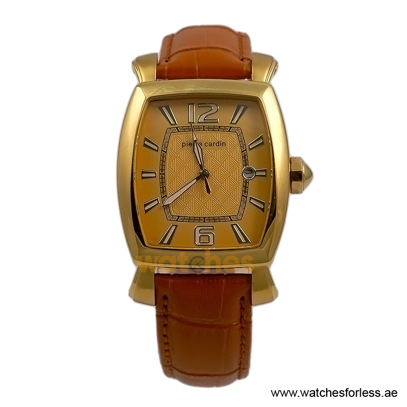 Pierre Cardin Men’s Quartz Camel Brown Leather Strap Gold Dial 36mm Watch PC10028/G2/1 (Shelf Leftover)