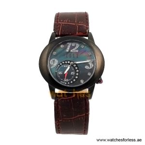 Elle Women’s Quartz Brown Leather Strap Black Mother Of Pearl Dial 40mm Watch EL20049S05N/1 (Shelf Leftover)