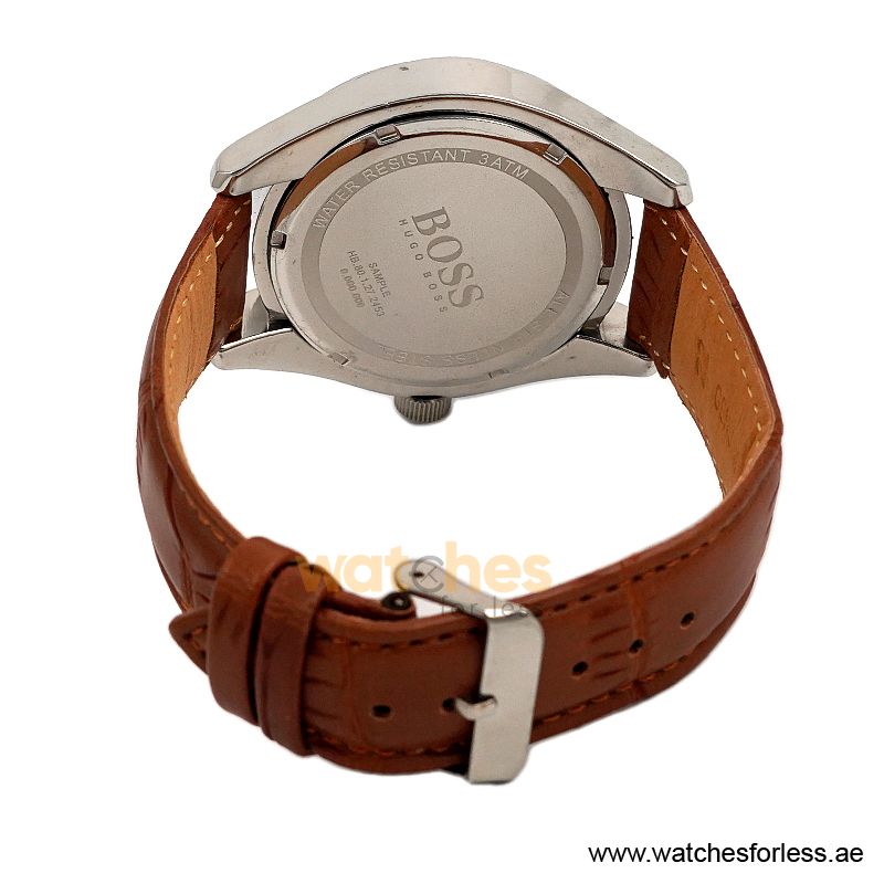 Hugo Boss Men’s Quartz Light Brown Leather Strap Silver Dial 46mm Watch 15134539/2 (Shelf Leftover) - Image 3