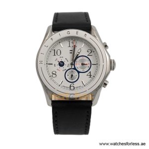 Tommy Hilfiger Men’s Quartz Black Leather Strap White Dial 45mm Watch 1781052/2 (Shelf Leftover)
