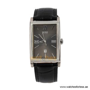 Hugo Boss Men’s Quartz Black Leather Strap Grey Dial 30mm Watch 1512386/1 (Shelf Leftover)