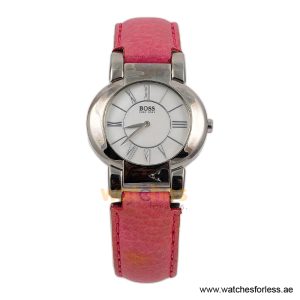 Hugo Boss Women’s Quartz Deep Pink Leather Strap Mother Of Pearl Dial 35mm Watch 1502160/2 (Shelf Leftover)
