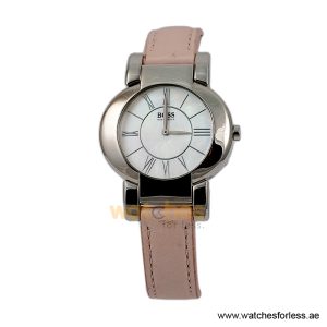 Hugo Boss Women’s Quartz Light Pink Leather Strap Mother Of Pearl Dial 35mm Watch 1502160/1 (Shelf Leftover)