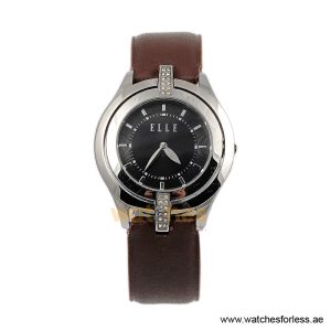 Elle Women’s Quartz Brown Leather Strap Black Dial 38mm Watch EL20135S11N (Shelf Leftover)