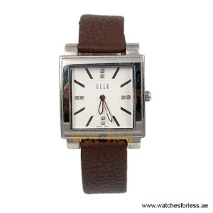 Elle Women’s Quartz Brown Leather Strap White Dial 32mm Watch EL20027S01C/1 (Shelf Leftover)