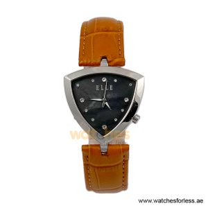Elle Women’s Quartz Camel Brown Leather Strap Black Dial 35mm Watch EL20017S03C/3 (Shelf Leftover)