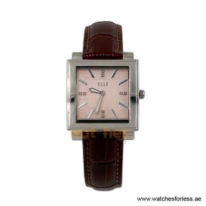 Elle Women’s Quartz Brown Leather Strap Pink Dial 32mm Watch EL20027S04C/4 (Shelf Leftover)