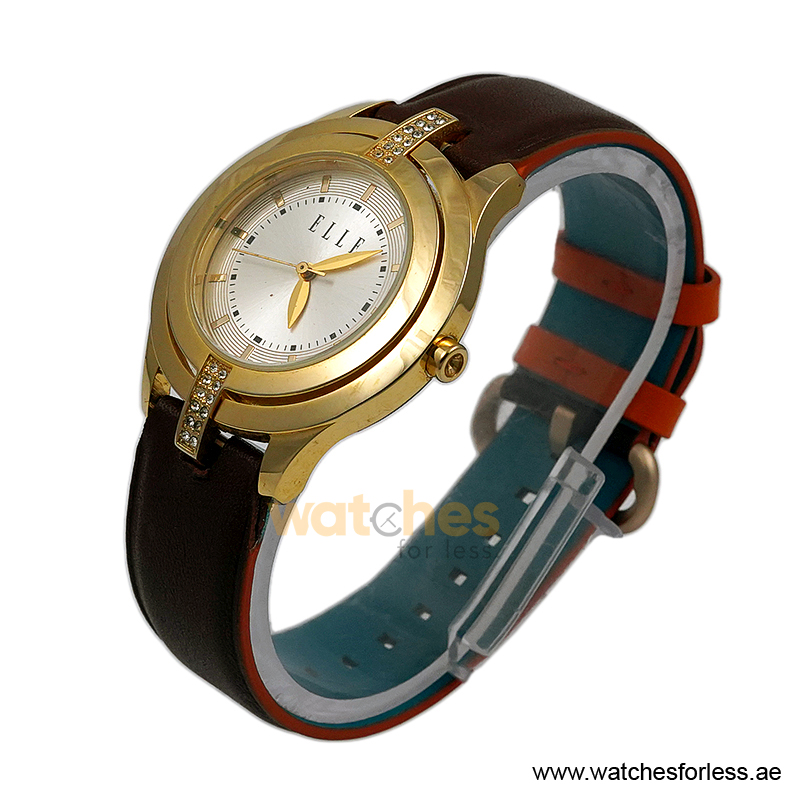 Elle Women’s Quartz Brown Leather Strap Silver Sunray Dial 38mm Watch EL20135S13N (Shelf Leftover) - Image 2