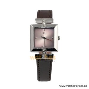 Elle Women’s Quartz Dark Brown Leather Strap Pink Dial 25mm Watch EL20028S03C/2 (Shelf Leftover)