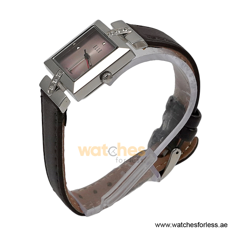 Elle Women’s Quartz Dark Brown Leather Strap Pink Dial 25mm Watch EL20028S03C/2 (Shelf Leftover) - Image 2