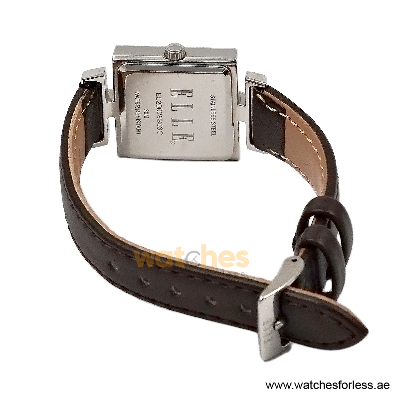 Elle Women’s Quartz Dark Brown Leather Strap Pink Dial 25mm Watch EL20028S03C/2 (Shelf Leftover) - Image 3