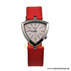 Elle Women’s Quartz Red Leather Strap Pink Mother of Pearl Dial 35mm Watch EL20017S01C/2 (Shelf Leftover)